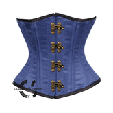 Royal Blue Satin Double Bone Front Antique Clasps Gothic Waist Training Underbust Corset Bustier Top